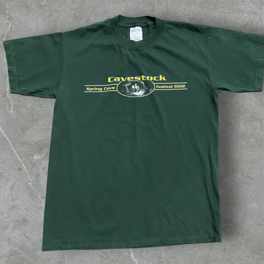 Gildan Vintage Cavestock Festival 2002 Hunter Green T-Shirt Men's Size Medium